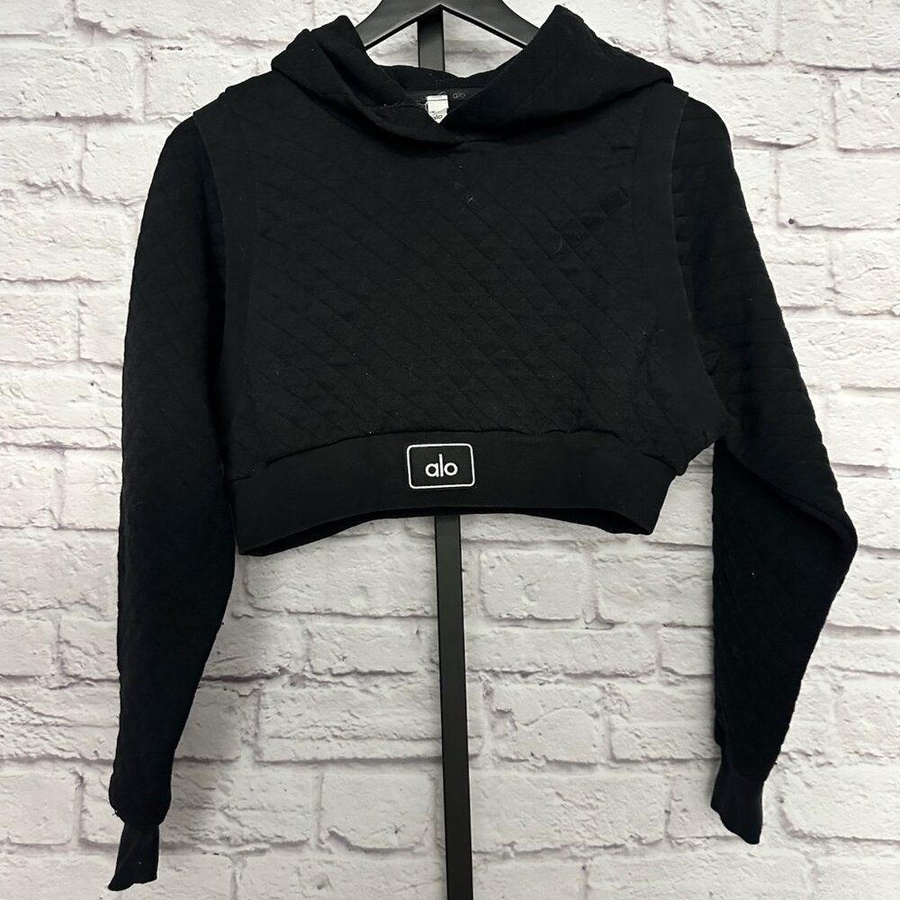 Alo Black Cropped Sweatshirt - XS
